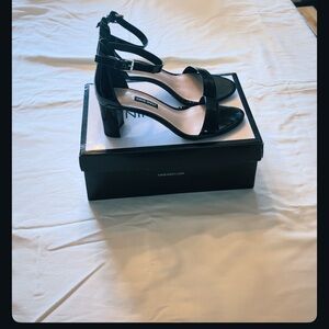 Nine West Ankle Strap Sandal in black patent